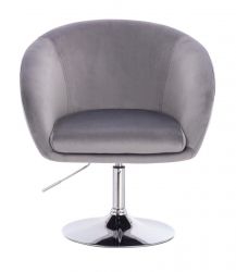 Kosmetická židle VENICE VELUR na stříbrném talíři - světle šedá