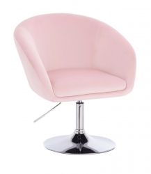 Kosmetická židle VENICE VELUR na stříbrném talíři - růžová