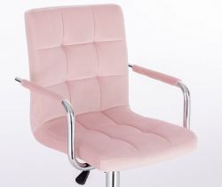 Kosmetická židle VERONA VELUR na černém talíři - růžová
