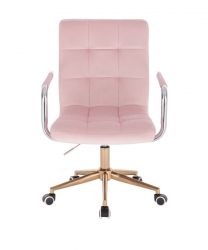 Kosmetická židle VERONA VELUR na zlaté podstavě s kolečky - růžová